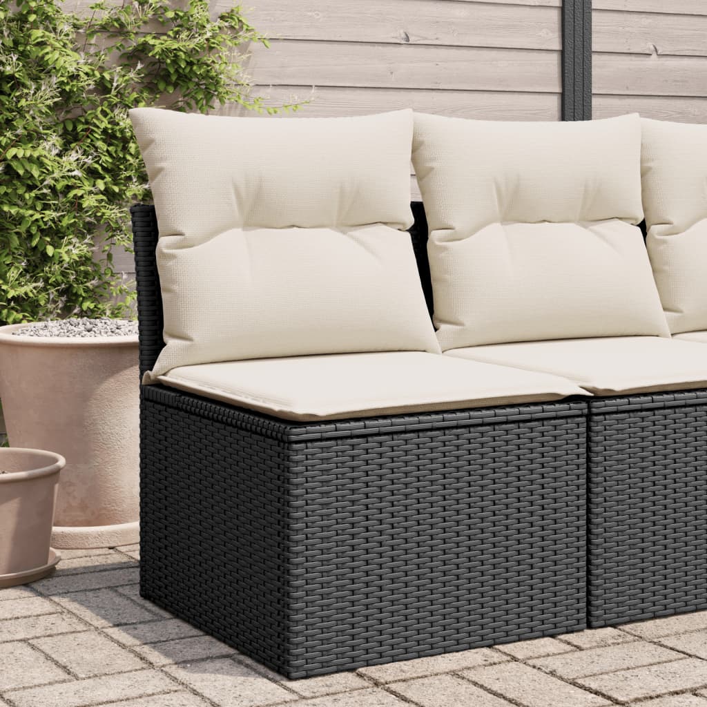 Gartensofa ohne Armlehnen mit Kissen Schwarz Poly Rattan Gartensofa ohne Armlehnen mit Kissen Schwarz Poly Rattan