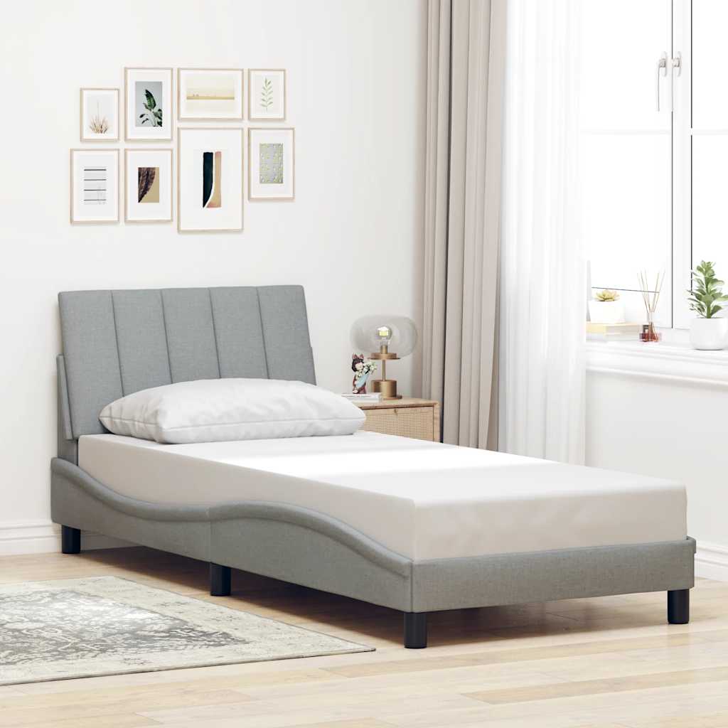 Bettgestell ohne Matratze Hellgrau 90x190 cm Stoff