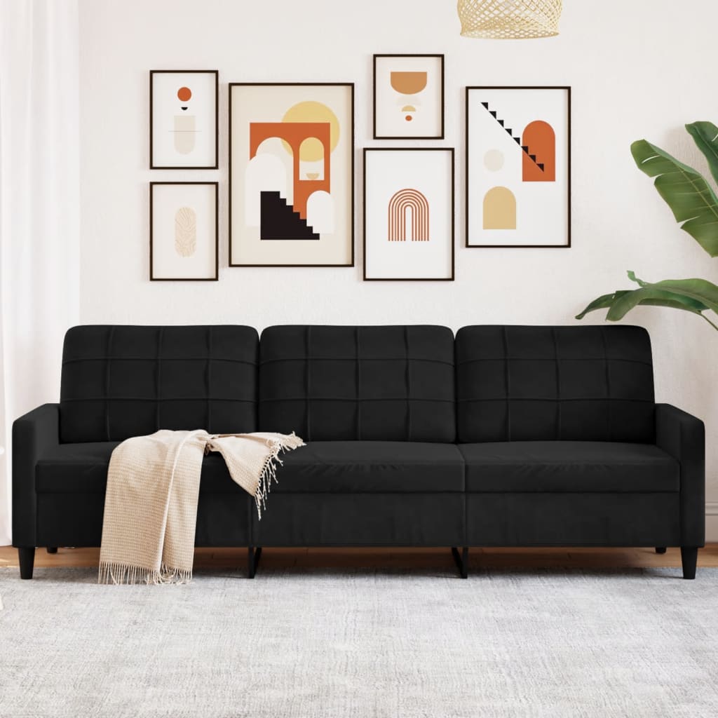 3-Sitzer-Sofa Schwarz 210 cm Samt 3-Sitzer-Sofa Schwarz 210 cm Samt