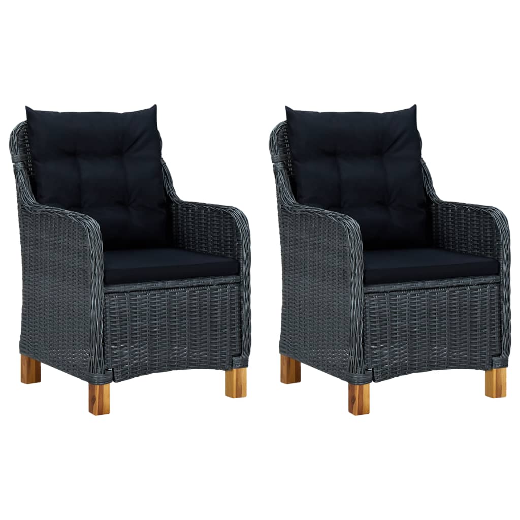 Gartenstühle mit Kissen 2 Stk. Poly Rattan Dunkelgrau Gartenstühle mit Kissen 2 Stk. Poly Rattan Dunkelgrau