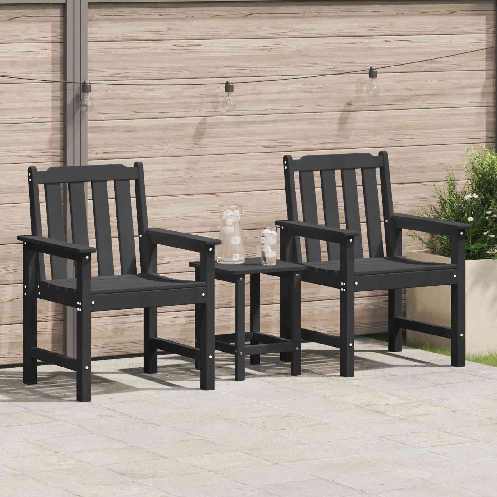 Garten-Essstühle 2 Stück Schwarz HDPE Garten-Essstühle 2 Stück Schwarz HDPE