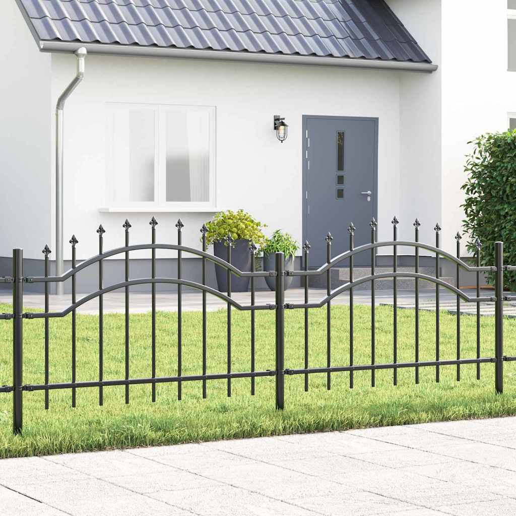 Gartenzaun Grau 115 cm Pulverbeschichteter Stahl Gartenzaun Grau 115 cm Pulverbeschichteter Stahl