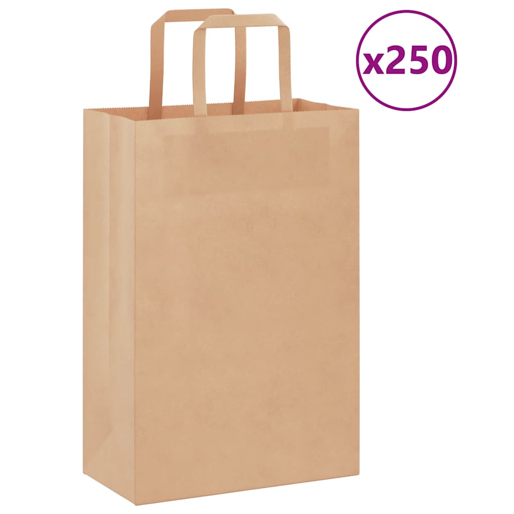 Papiertragetaschen 250 Stk. mit Henkeln Braun 21x11x31 cm Papiertragetaschen 250 Stk. mit Henkeln Braun 21x11x31 cm