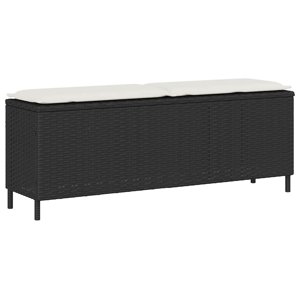 Gartenbank mit Kissen Schwarz 110x30x40,5 cm Poly Rattan Gartenbank mit Kissen Schwarz 110x30x40,5 cm Poly Rattan