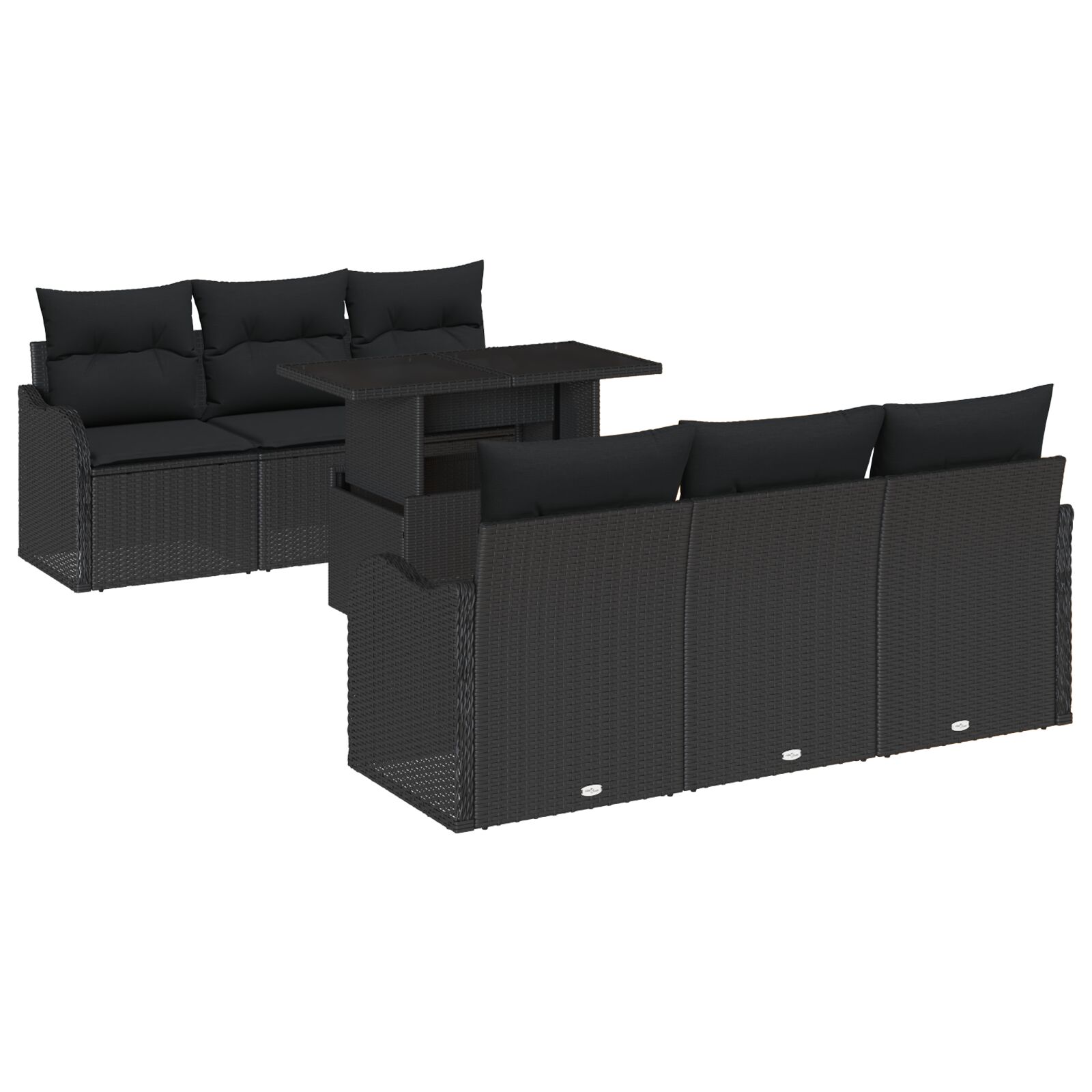 7-teiliges Garten Sofaset mit Kissen Schwarz Poly Rattan, 2-Sitzer Garten Sofa mit Kissen Schwarz Poly Rattan 7-teiliges Garten Sofaset mit Kissen Schwarz Poly Rattan, 2-Sitzer Garten Sofa mit Kissen Schwarz Poly Rattan