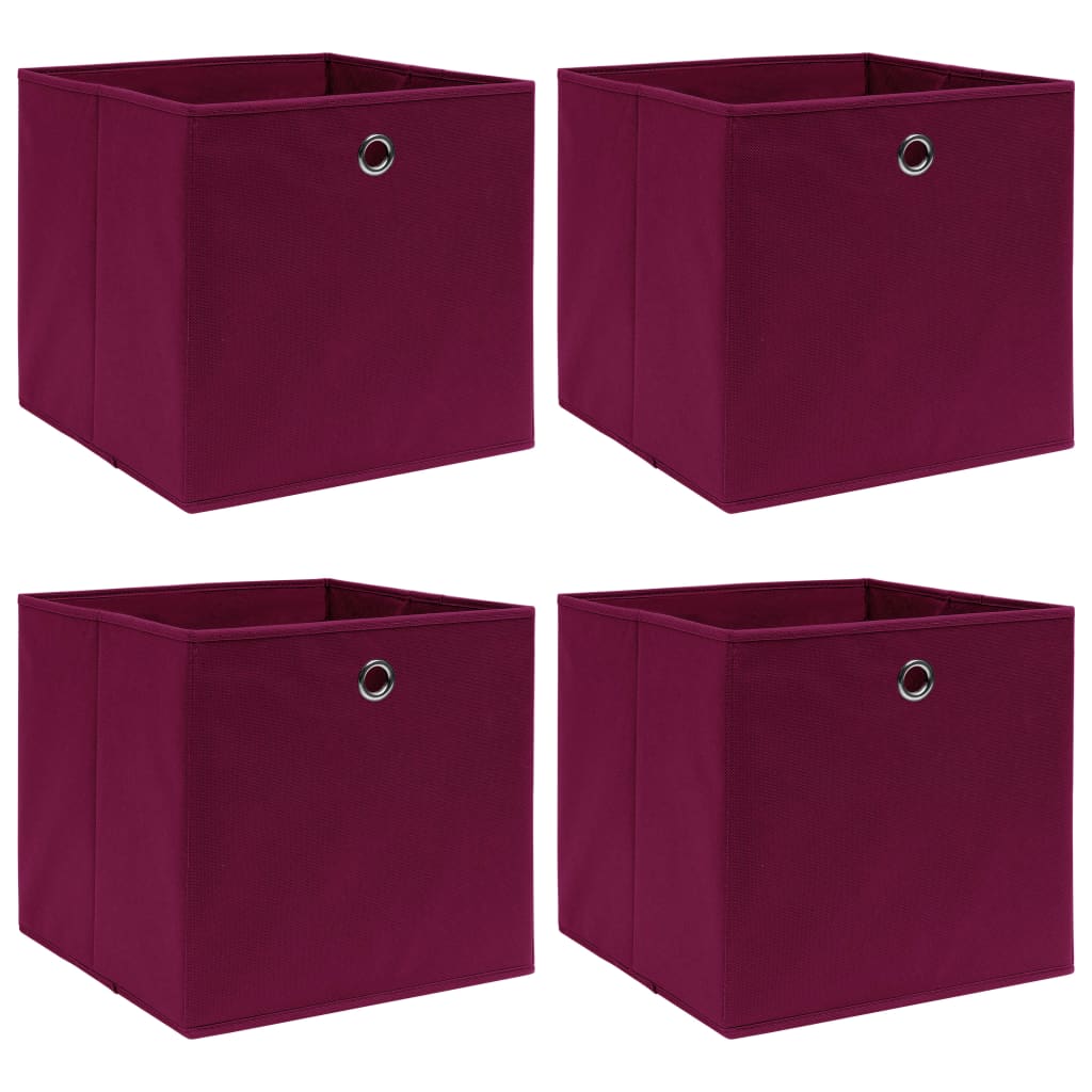 Aufbewahrungsboxen 4 Stk. Dunkelrot 32x32x32cm Stoff
