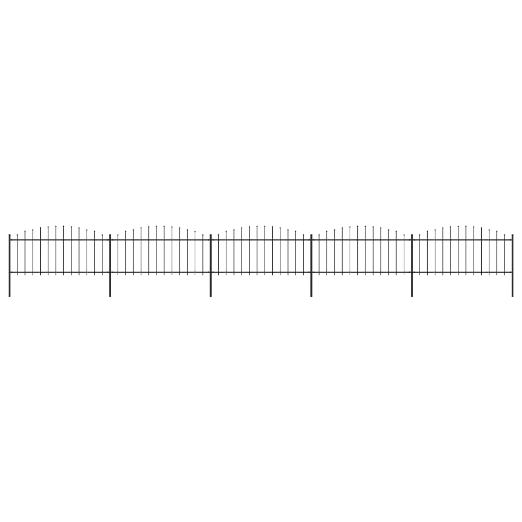 Gartenzaun mit Speerspitzen Stahl (0,5 - 0,75) x 8,5 m Schwarz