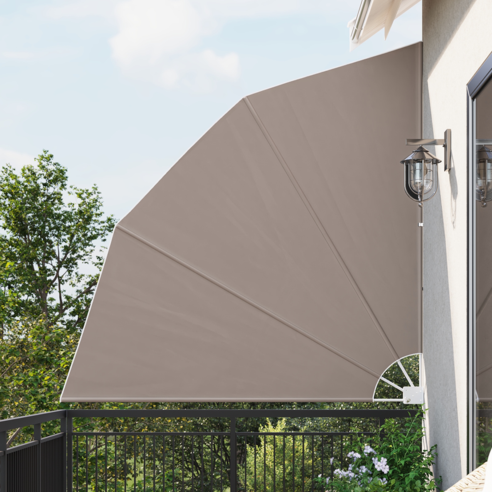 Balkon Sichtschutz Taupe 210 x 210 cm Stoff
