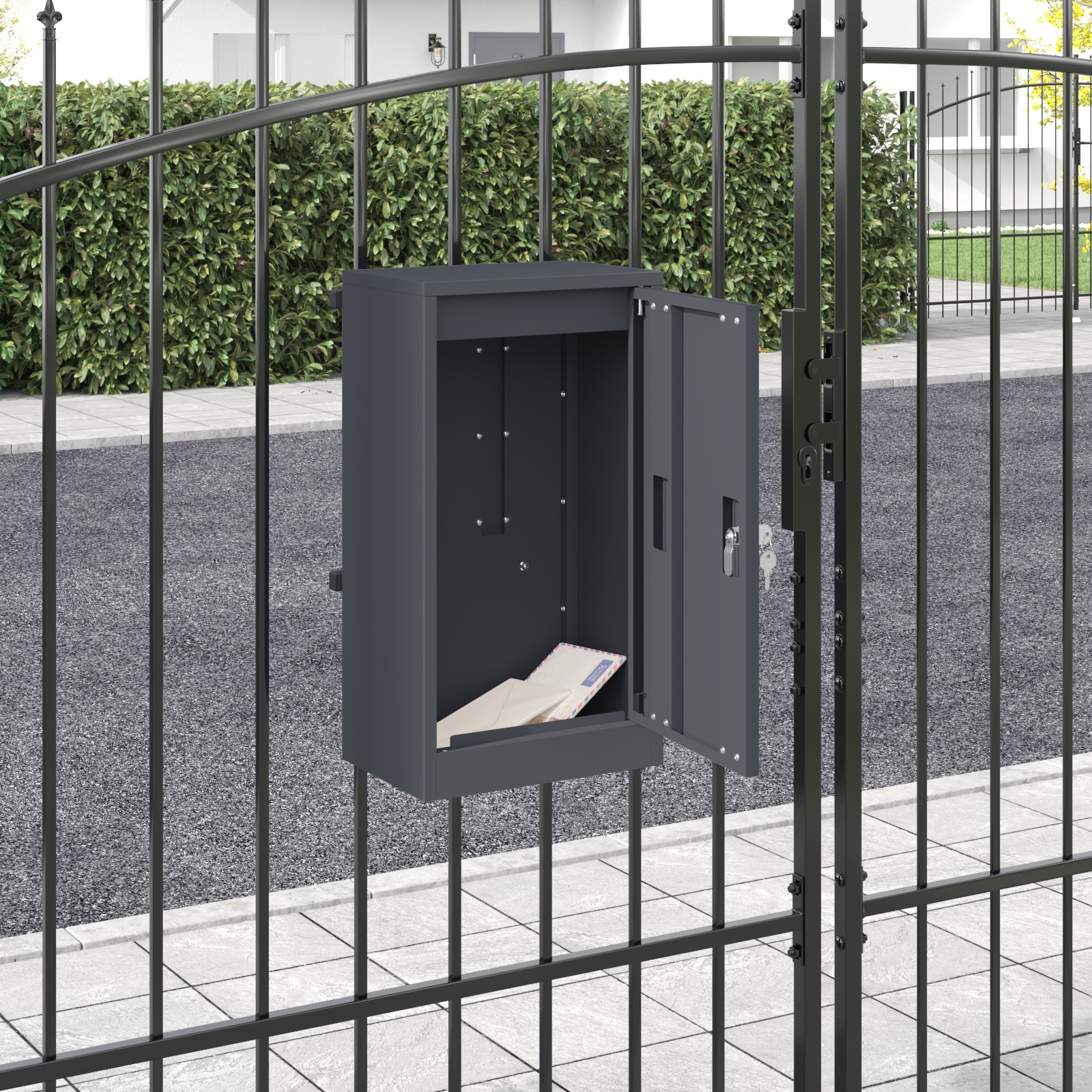 Briefkasten Anthrazit 30 x 23 x 55 cm Stahl