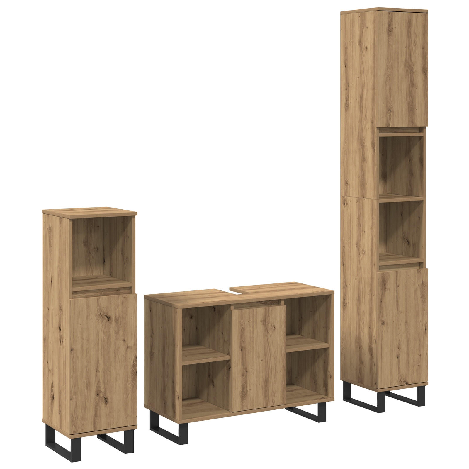 3-teiliges Badezimmermöbel-Set Artisan-Eiche Holzwerkstoff