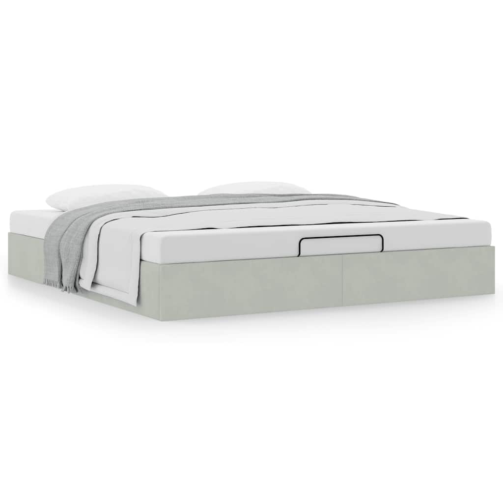 Ottoman-Bett ohne Matratze Hellgrau 160x200 cm Samt