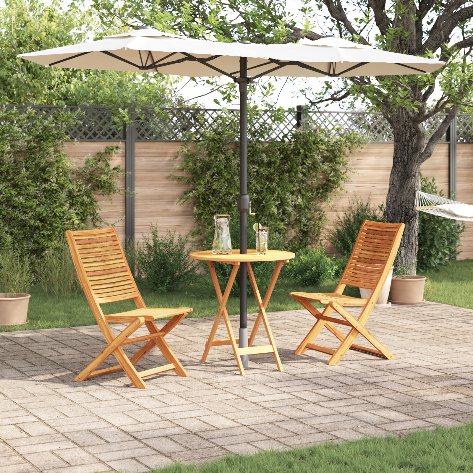 vidaXL 3-teiliges klappbares Bistro-Set aus massivem Akazienholz