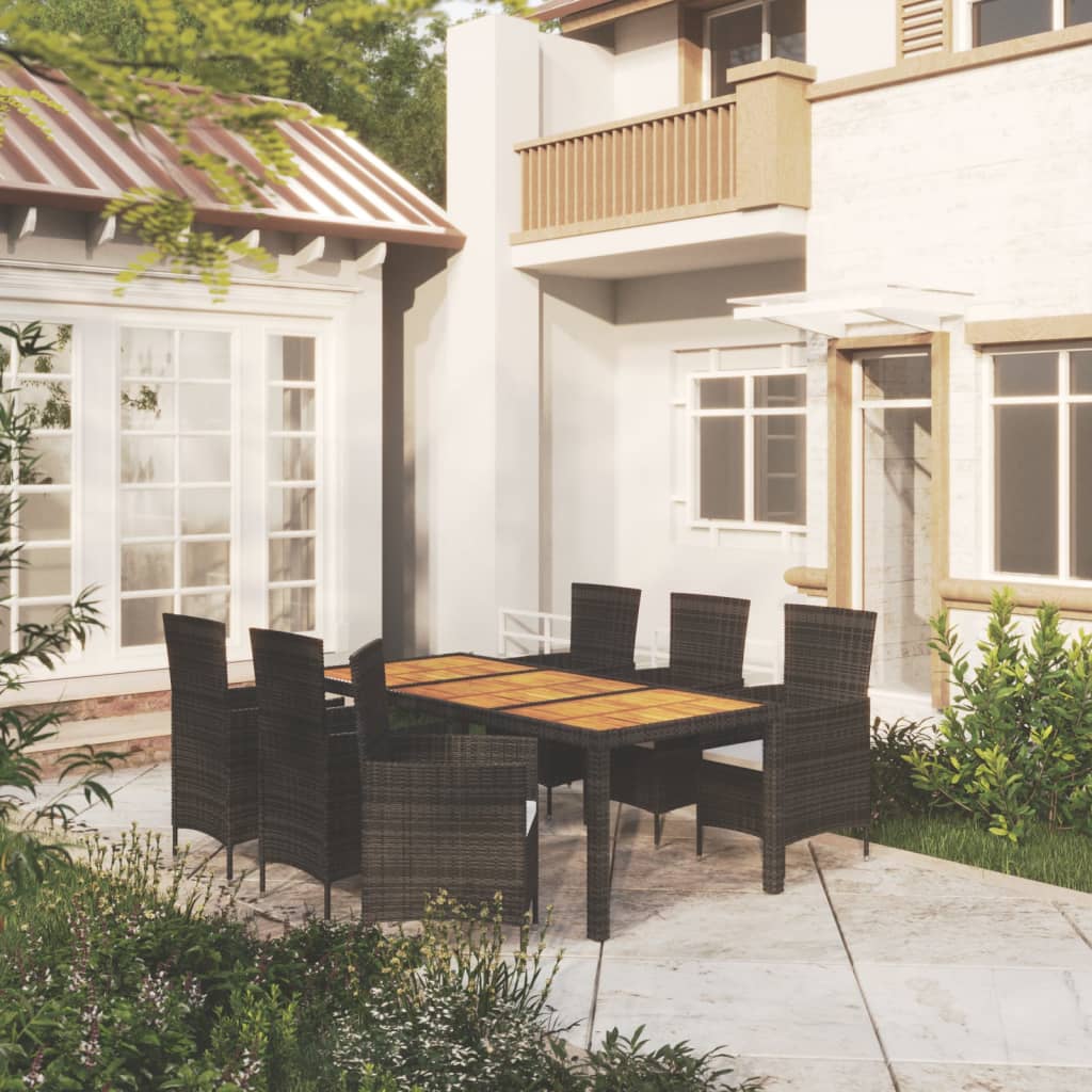 7-tlg. Garten-Essgruppe mit Auflagen Poly Rattan Schwarz 7-tlg. Garten-Essgruppe mit Auflagen Poly Rattan Schwarz