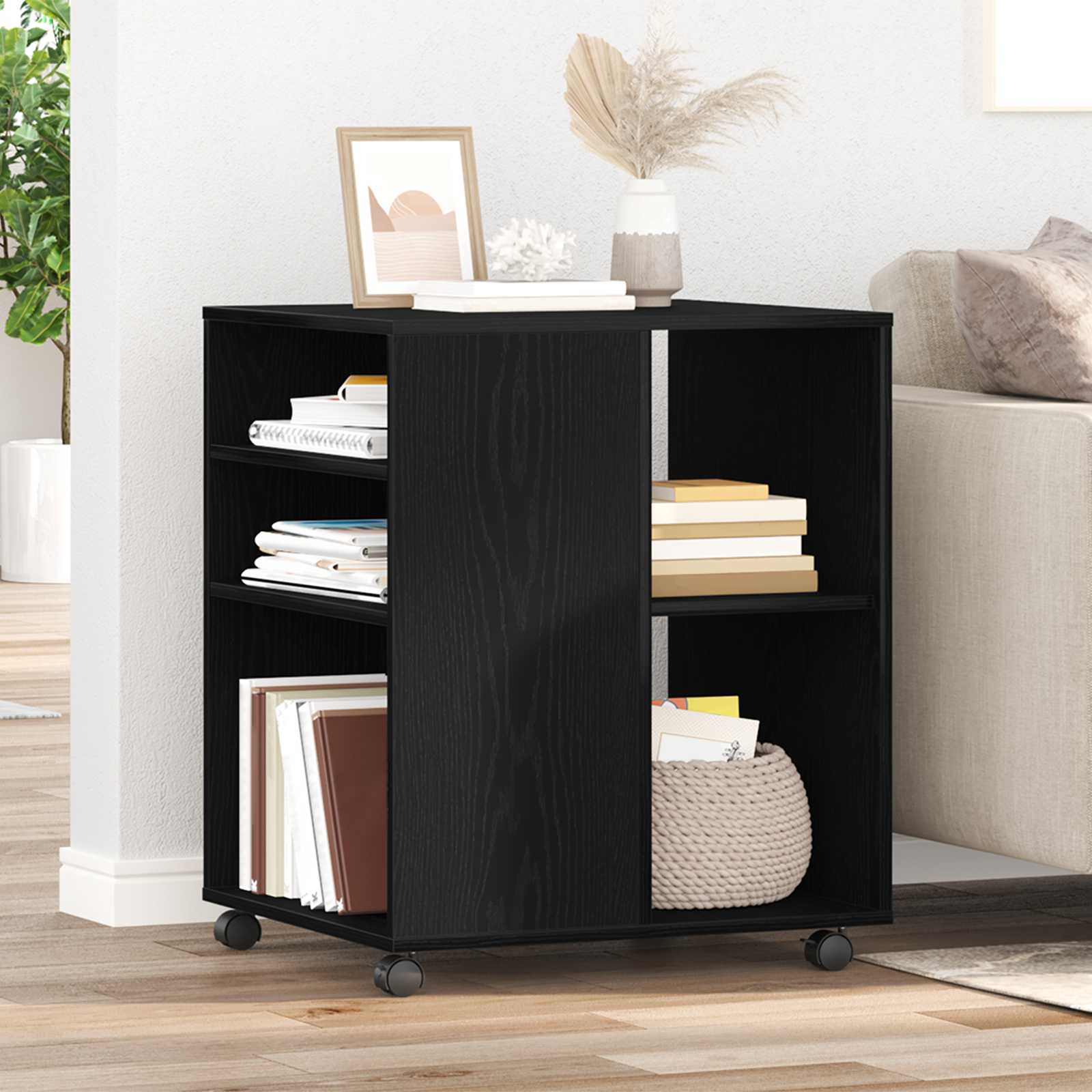 Beistellschrank Schwarz Eiche 60x53x72,5 cm Holzwerkstoff