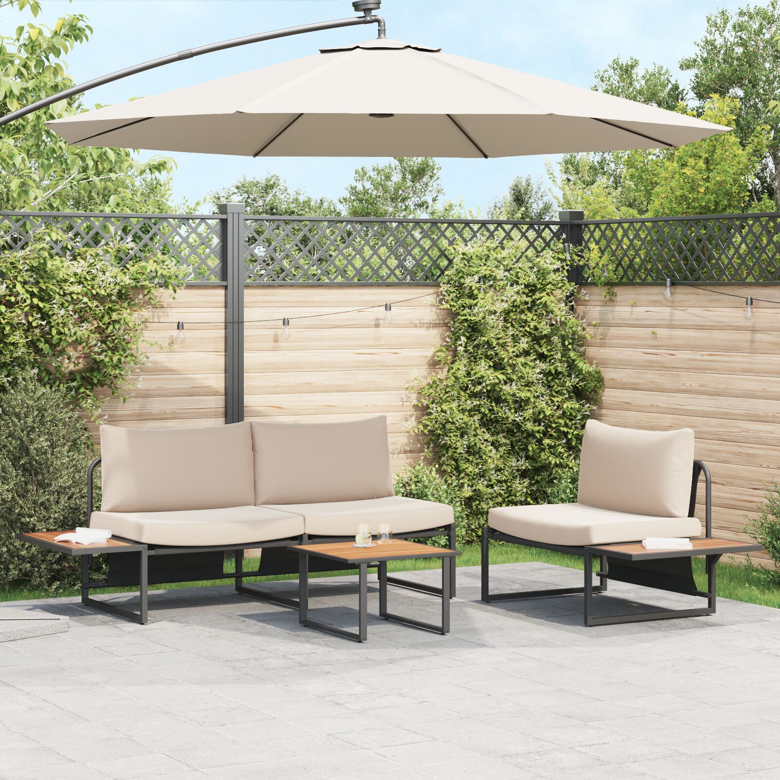 Gartenkaffee Tisch Braun 55x55x35 cm DPC und Stahl Gartenkaffee Tisch Braun 55x55x35 cm DPC und Stahl