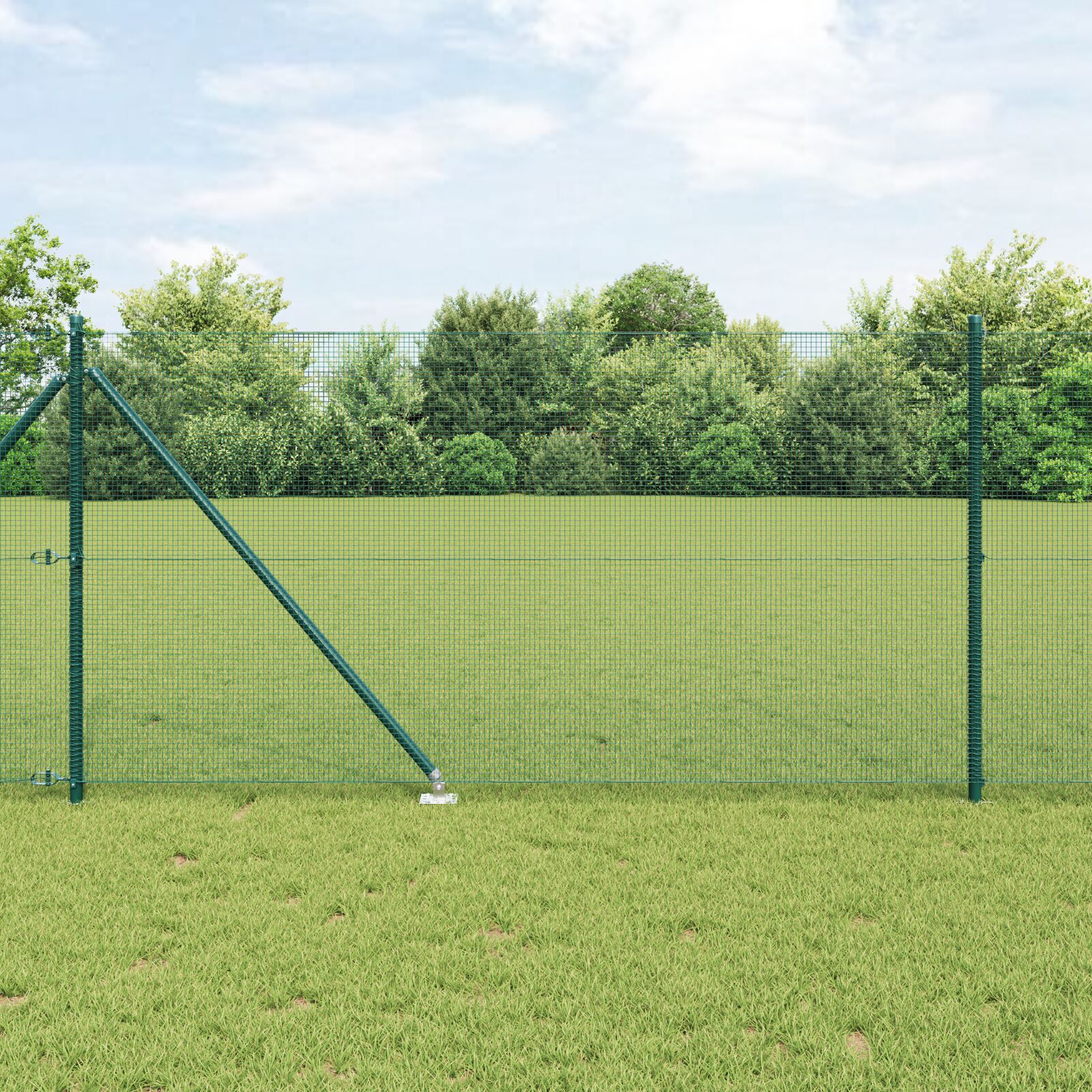 Geschweißter Drahtzaun mit 13 Spike-Posts Grün 1x50 m Stahl