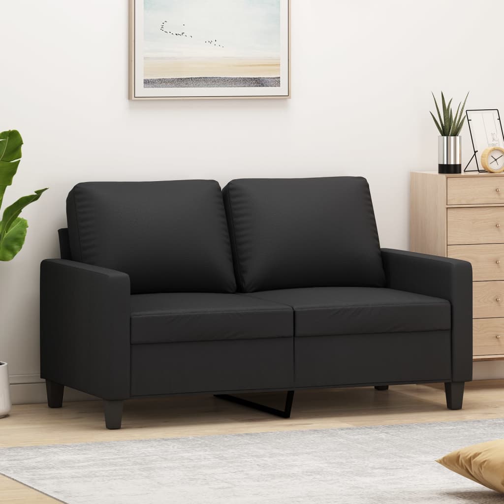2-Sitzer-Sofa Schwarz 120 cm Kunstleder 2-Sitzer-Sofa Schwarz 120 cm Kunstleder