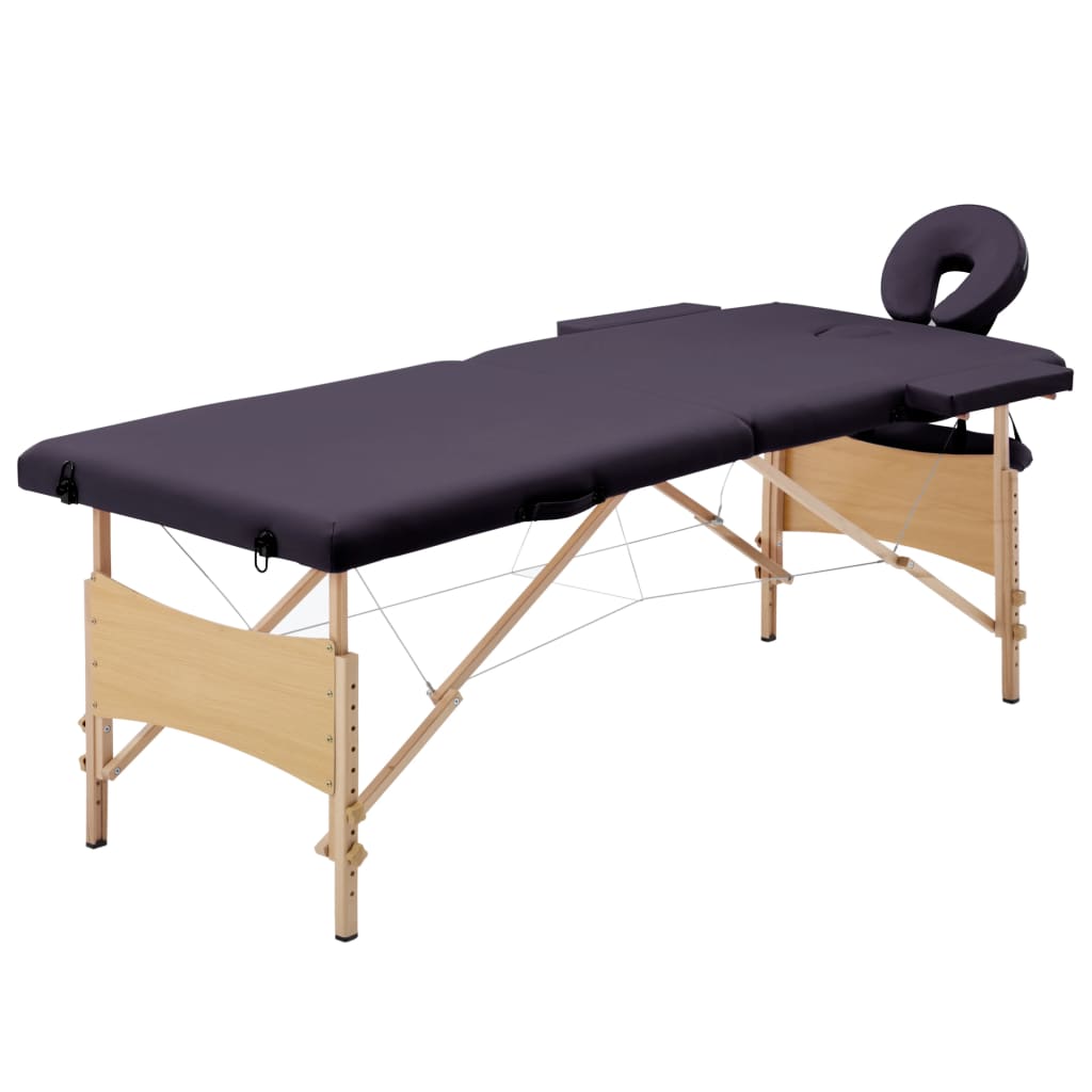 Massageliege Klappbar 2-Zonen mit Holzgestell Lila Massageliege Klappbar 2-Zonen mit Holzgestell Lila