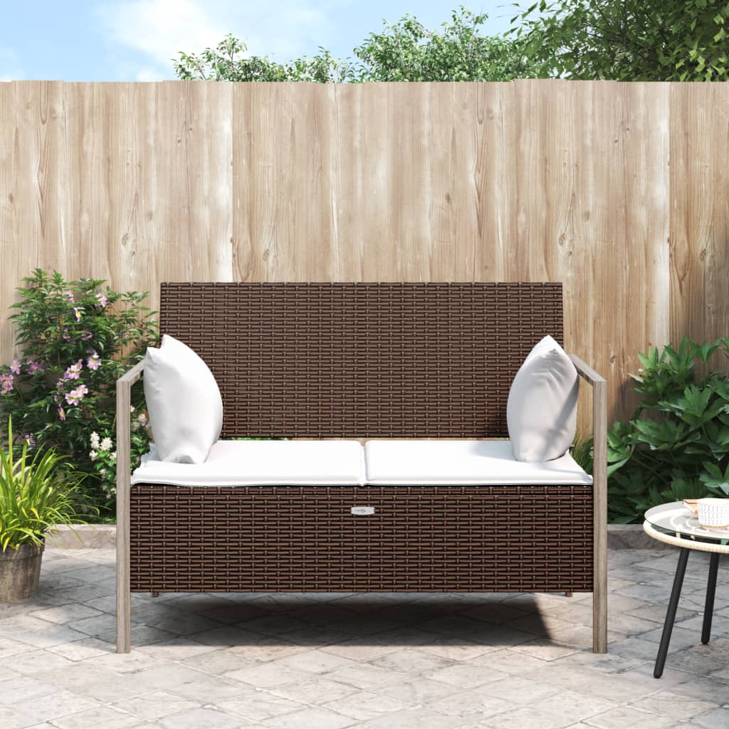 Gartenbank 2-Sitzer mit Kissen Braun Poly Rattan Gartenbank 2-Sitzer mit Kissen Braun Poly Rattan