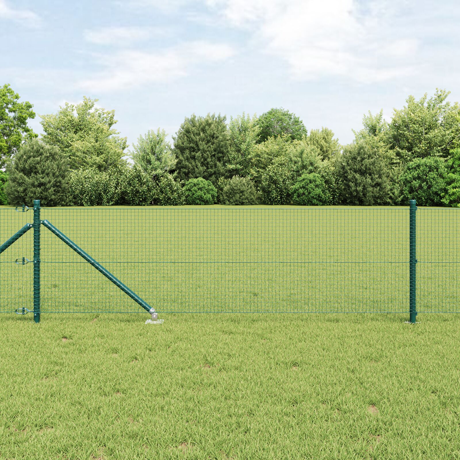Schweißdrahtzaun mit 13 Spike-Pfosten Grün 0,5x50 m Stahl