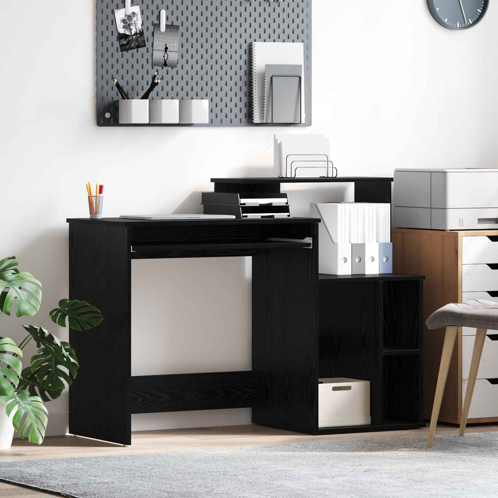 Schreibtisch mit Stauraum Schwarze Eiche 120,5x44x88,5 cm Holzwerkstoff