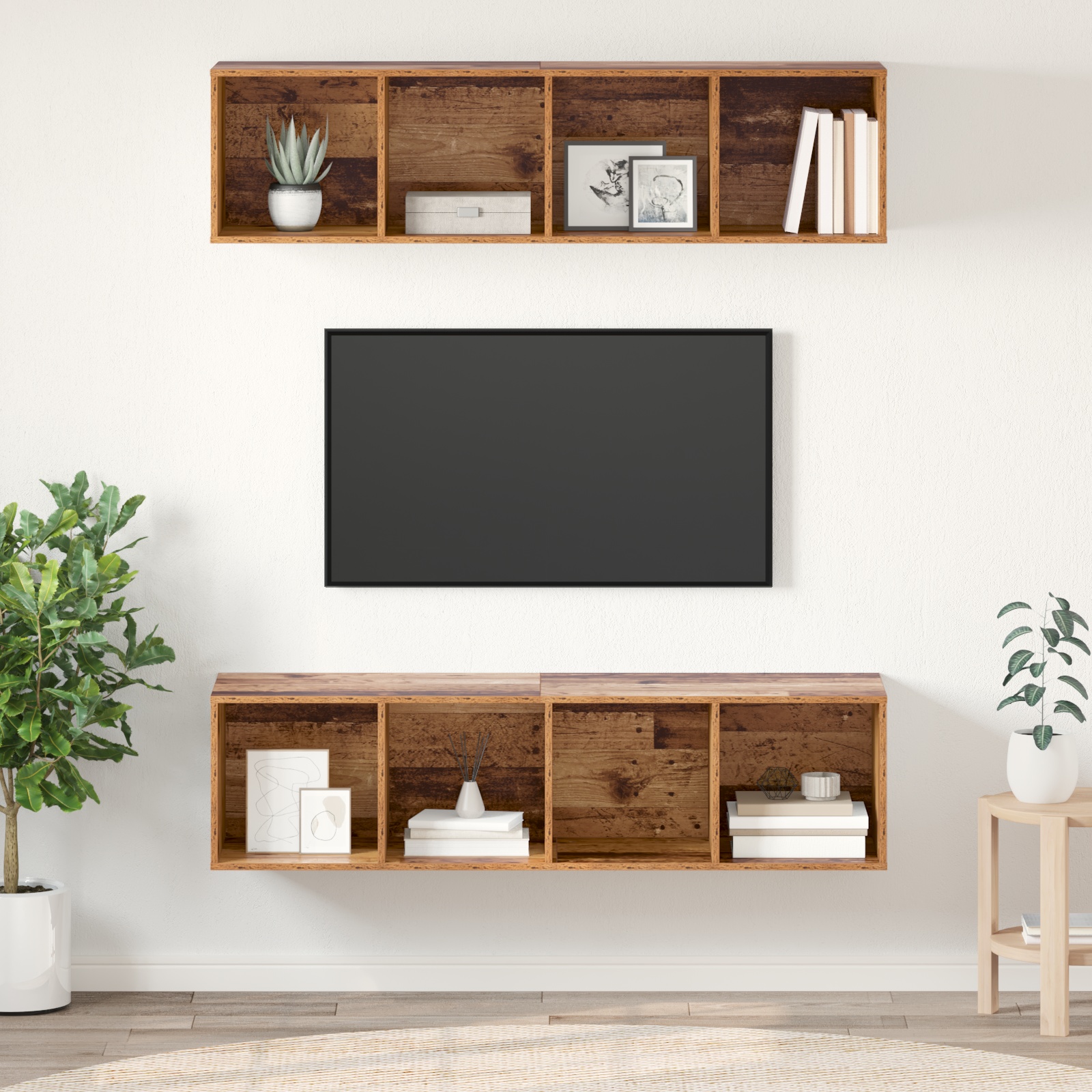 TV-Schrank-Set 2 pcs Altholz 37 x 37 x 142,5 cm Holzwerkstoff