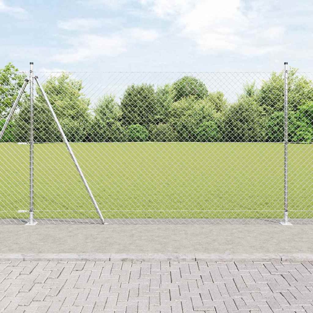 Zaunpfostenset Silber 10 x 1.4 m Verzinkter Stahl