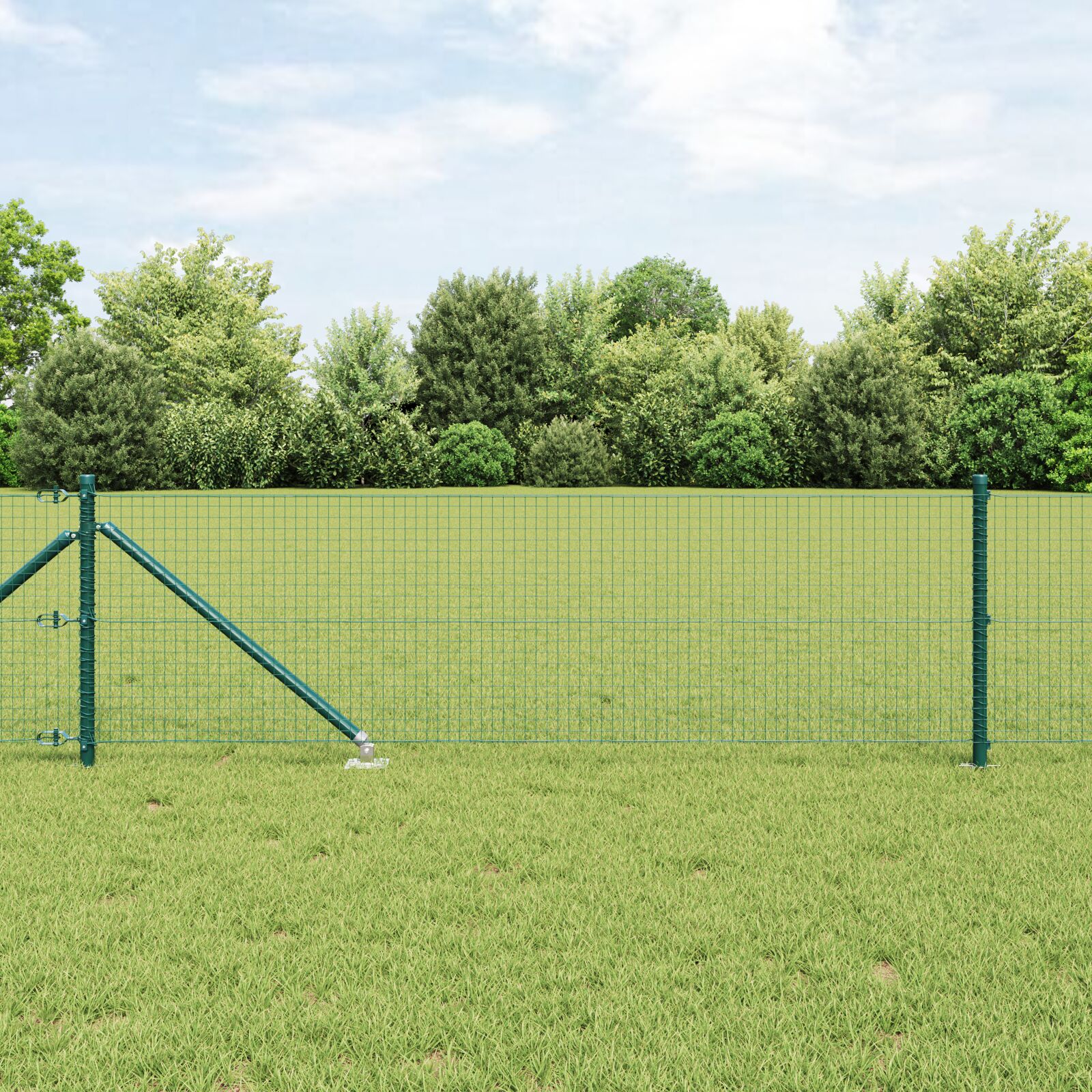 Wellenzaun mit 7 Spike-Pfosten Grün 0,8x10 m Stahl