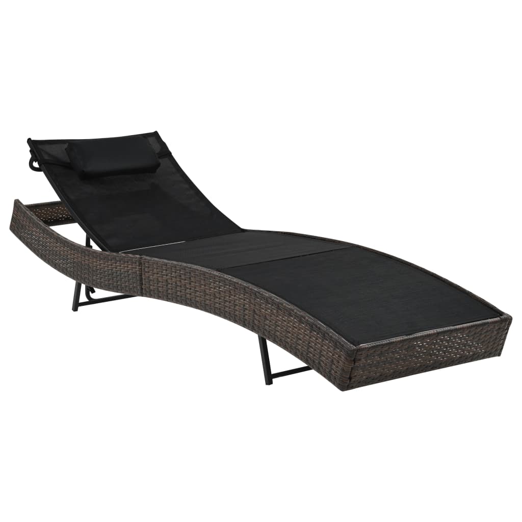 Sonnenliege mit Kissen Poly Rattan Braun Sonnenliege mit Kissen Poly Rattan Braun