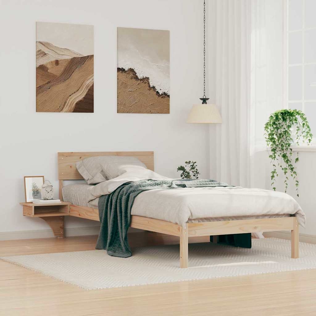 Bettgestell mit Nachttischen mit Kopfteil Braun 90 x 200 cm