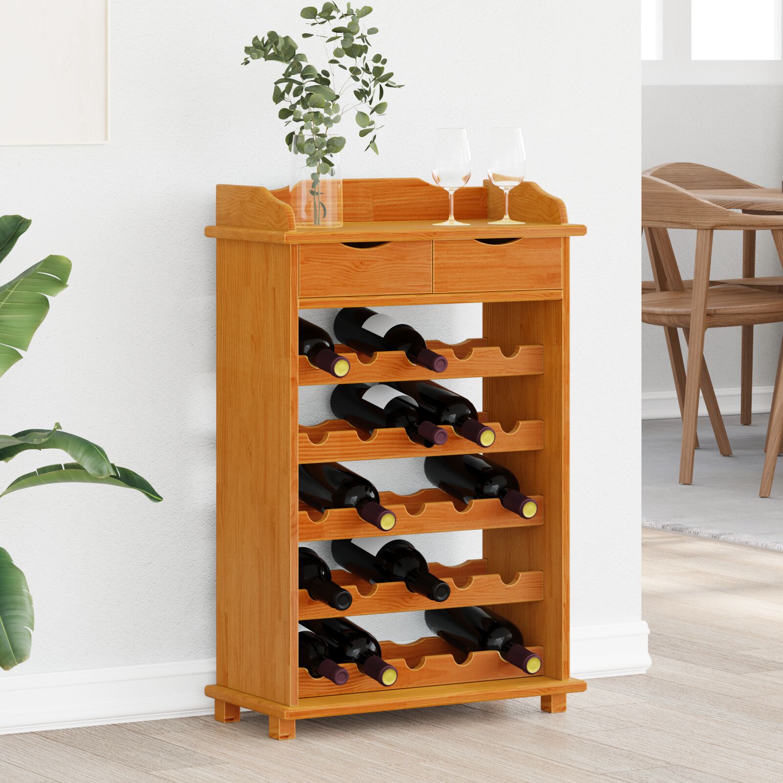 vidaXL Weinregal 90x60x30 cm Massivholz Kiefer