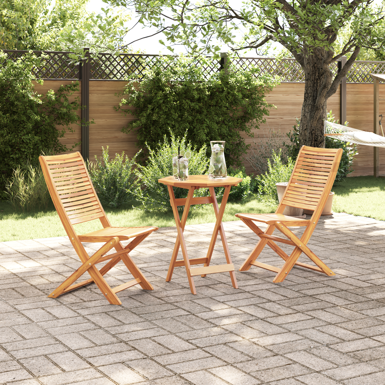 3-tlg. Bistro-Set Klappbar Massivholz Akazie