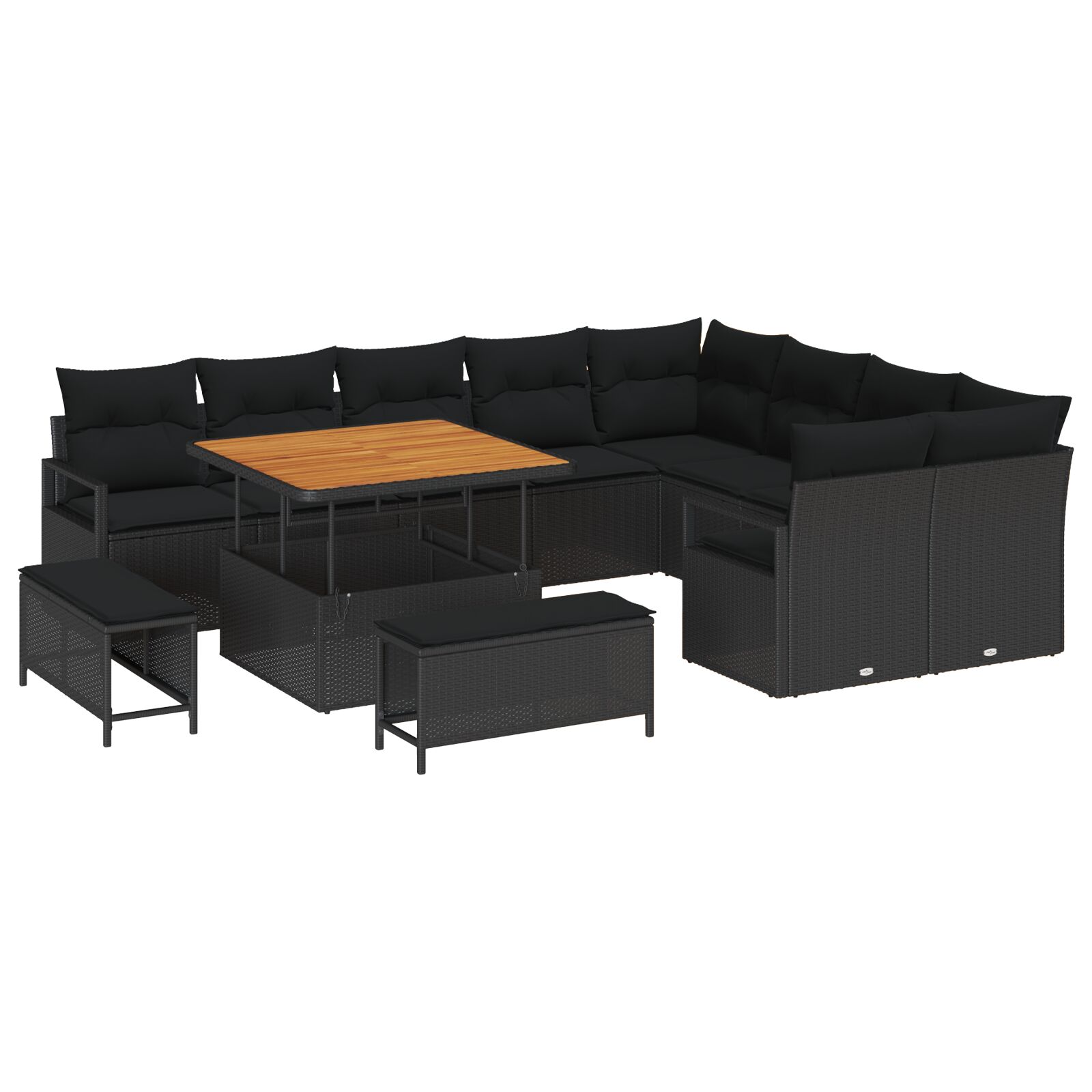 12-teiliges Garten Sofa Set mit Kissen Schwarz Poly Rattan Akazie, 3-teiliges Garten Esszimmer Set mit Kissen Schwarz Poly Rattan Akazie, 2-Sitzer Garten Sofa mit Kissen Schwarz Poly Rattan 12-teiliges Garten Sofa Set mit Kissen Schwarz Poly Rattan Akazie, 3-teiliges Garten Esszimmer Set mit Kissen Schwarz Poly Rattan Akazie, 2-Sitzer Garten Sofa mit Kissen Schwarz Poly Rattan