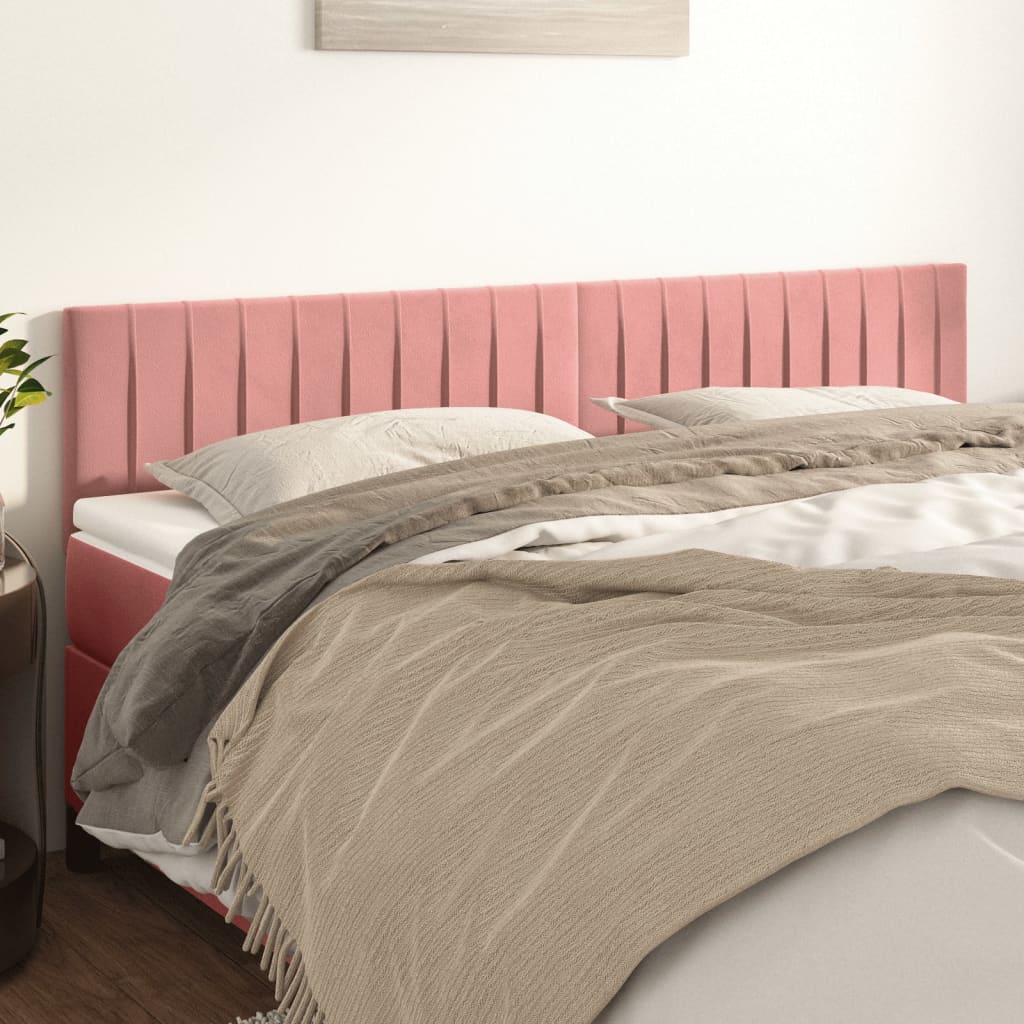 Kopfteile 2 Stk. Rosa 80x5x78/88 cm Samt