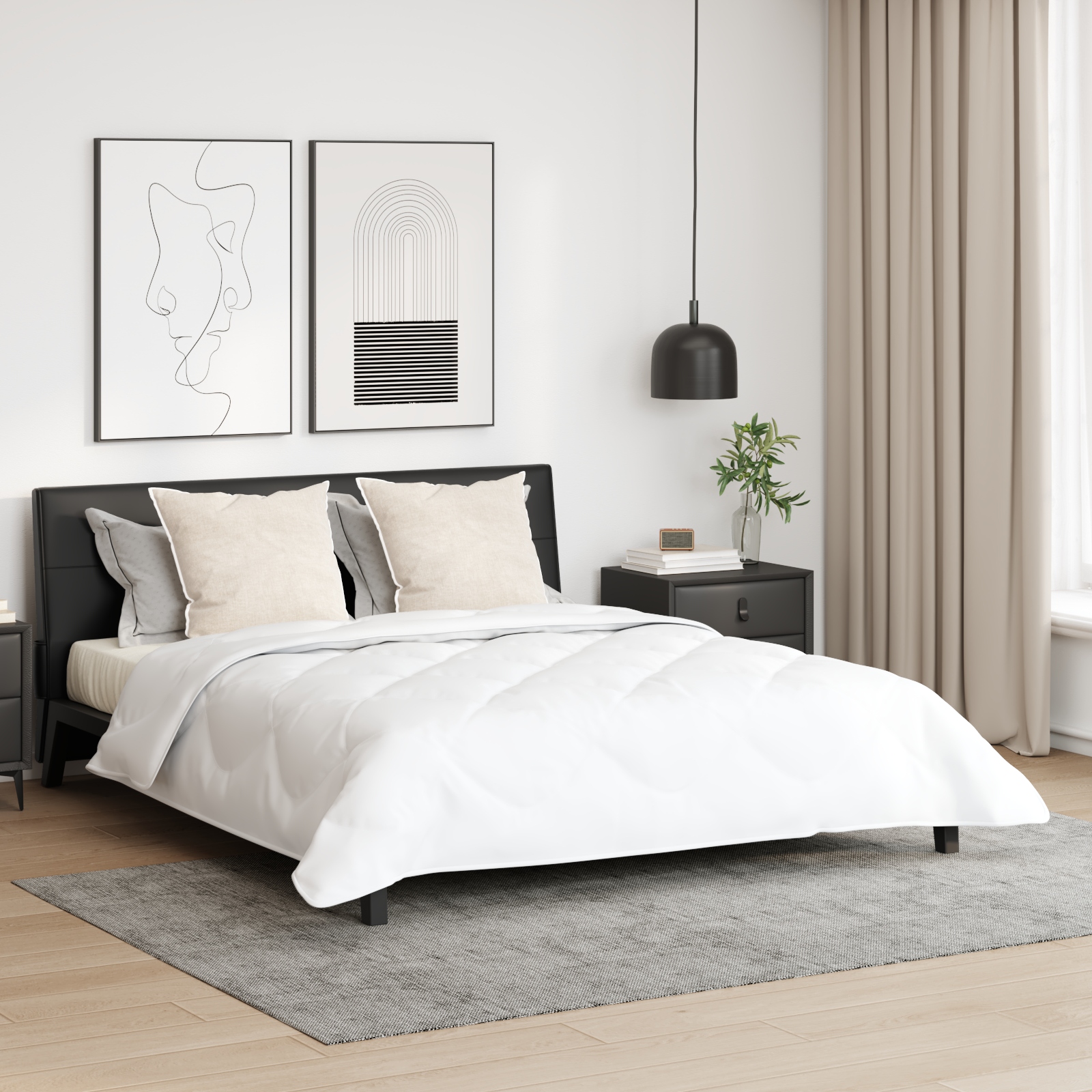 Bettdecke mit Kissen 3 pcs Weiß 240 x 220 cm Mikrofaser