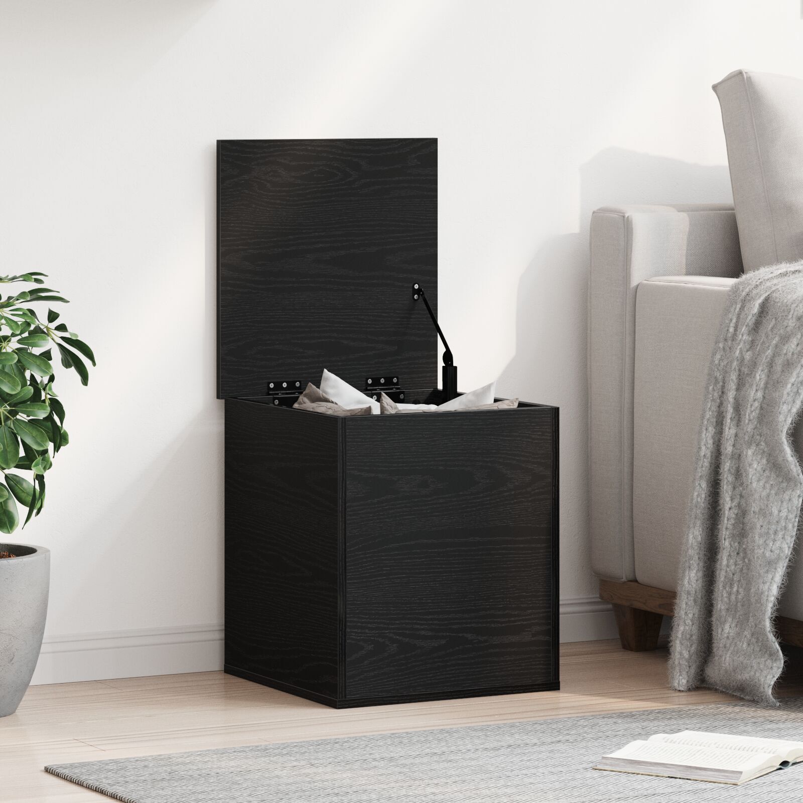 Aufbewahrungsbox Schwarz Eiche 40x42x46 cm aus Holzwerkstoff
