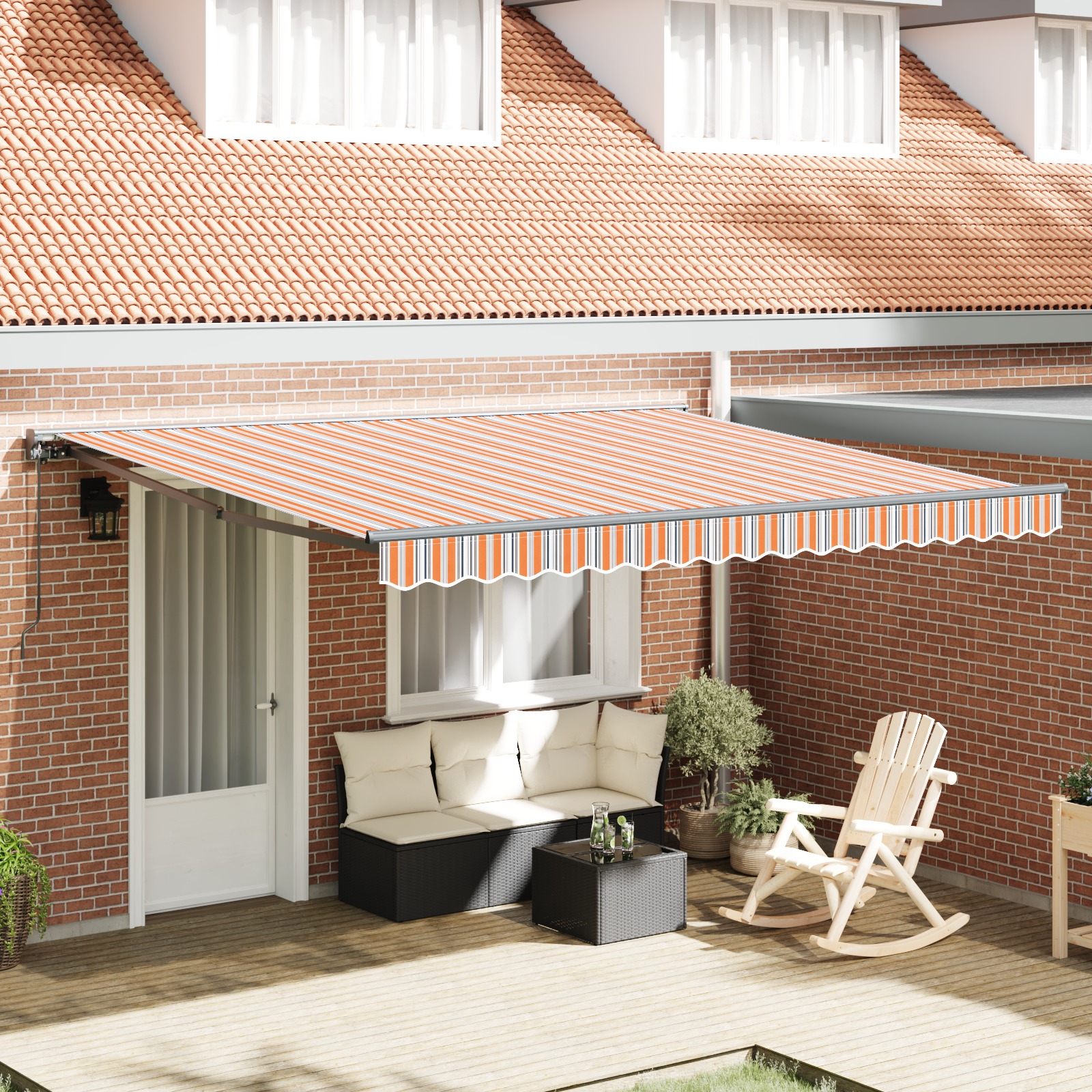 Einziehbare Markise Marineblau 400x300 cm Metall und Stoff