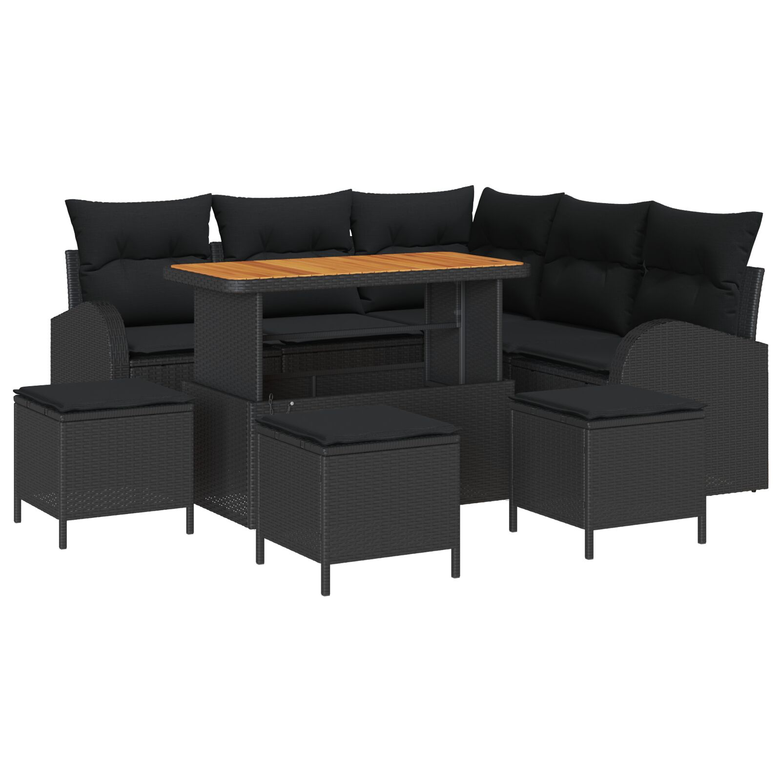 9-teiliges Garten-Sofa Set mit Kissen Schwarz Rattan Akazie, 2-Sitzer Garten-Sofa mit Kissen Schwarz Rattan, 4-teiliges Garten-Diningset mit Kissen Schwarz Rattan Akazie 9-teiliges Garten-Sofa Set mit Kissen Schwarz Rattan Akazie, 2-Sitzer Garten-Sofa mit Kissen Schwarz Rattan, 4-teiliges Garten-Diningset mit Kissen Schwarz Rattan Akazie