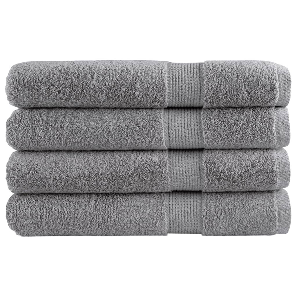Premium-Handtücher 4 Stk Grau 100x200cm 600 g/m² 100% Baumwolle