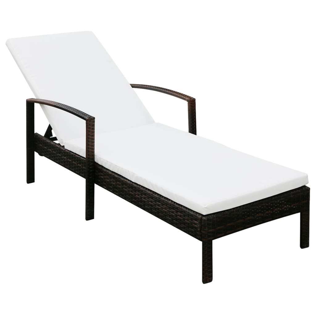 Sonnenliege mit Auflage Poly Rattan Braun Sonnenliege mit Auflage Poly Rattan Braun