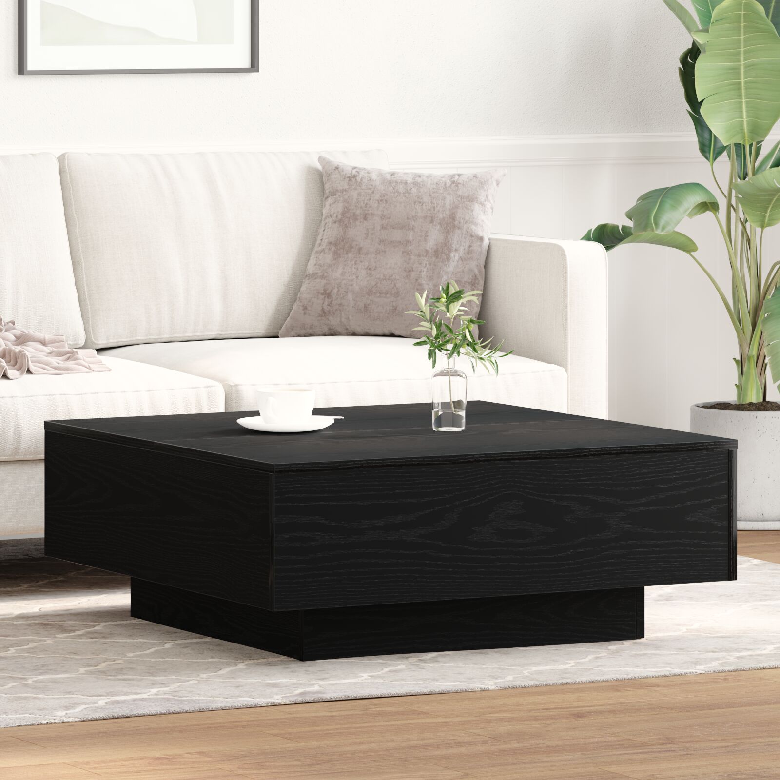 vidaXL Couchtisch Schwarz Eiche 80x80x31 cm Holzwerkstoff