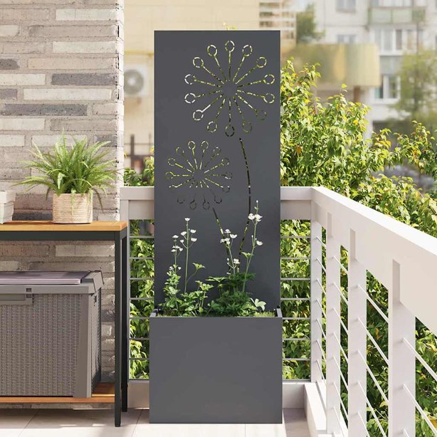 Blumentopf mit dekorativem Paneel Anthrazit 50 x 140 cm