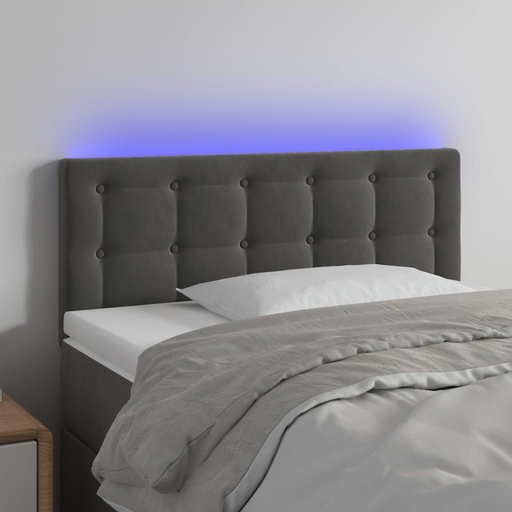 LED Kopfteil Dunkelgrau 100x5x78/88 cm Samt