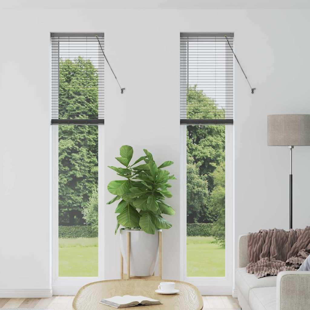 Fenster Jalousie mit Vorhängen Sonstiges Dunkelgrau 40 x 220 cm Aluminium