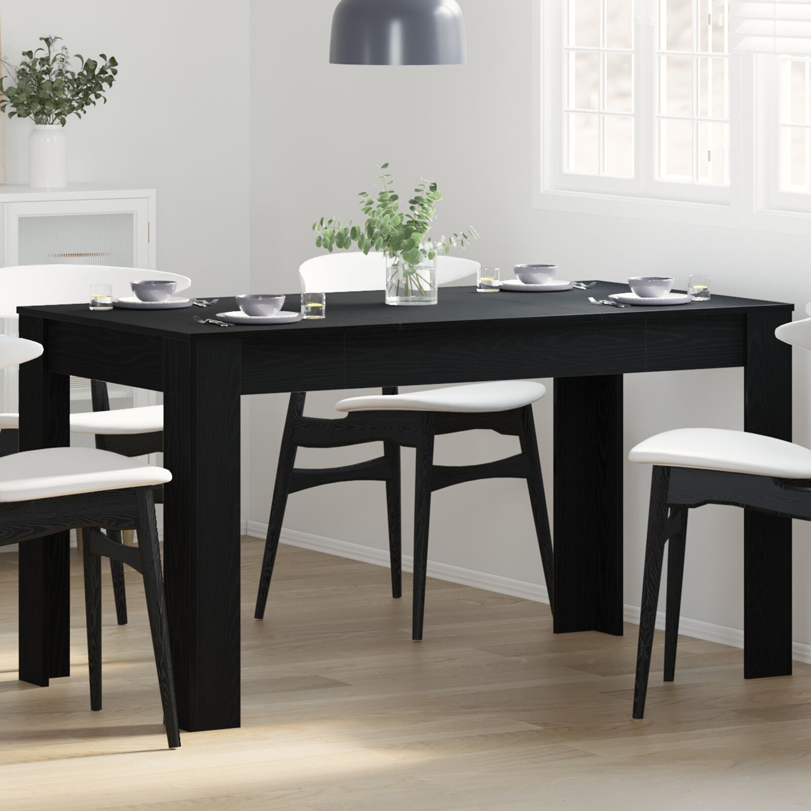 vidaXL Esstisch Schwarz Eiche 140x74,5x76 cm Holzwerkstoff