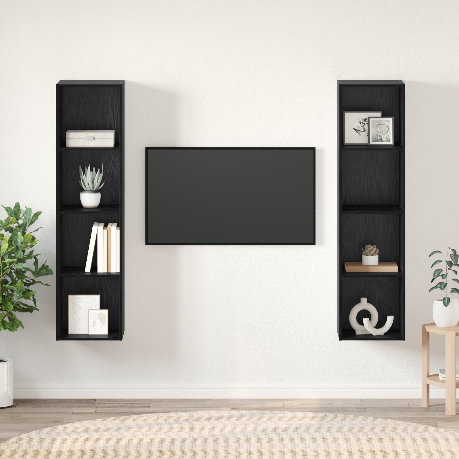TV-Schrank-Set 2 pcs Schwarz 37 x 37 x 142,5 cm Holzwerkstoff