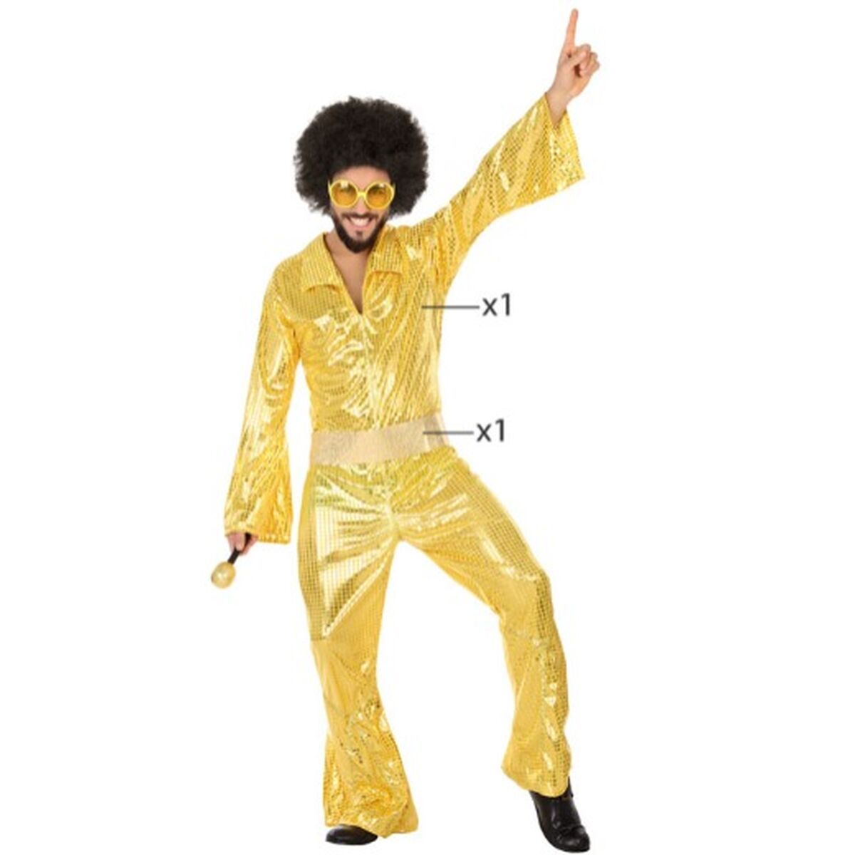 Verkleidung Disco Herren Gold