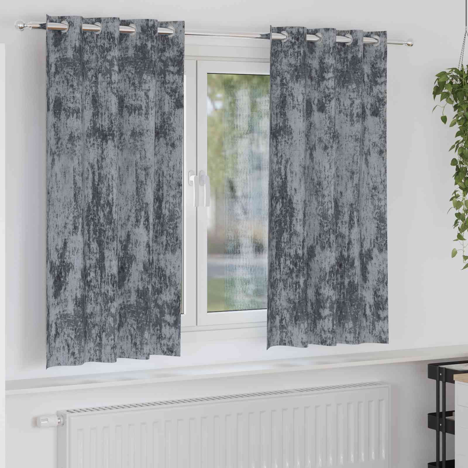 Ösenvorhänge Silbergrau Polyester 140 x 175 cm