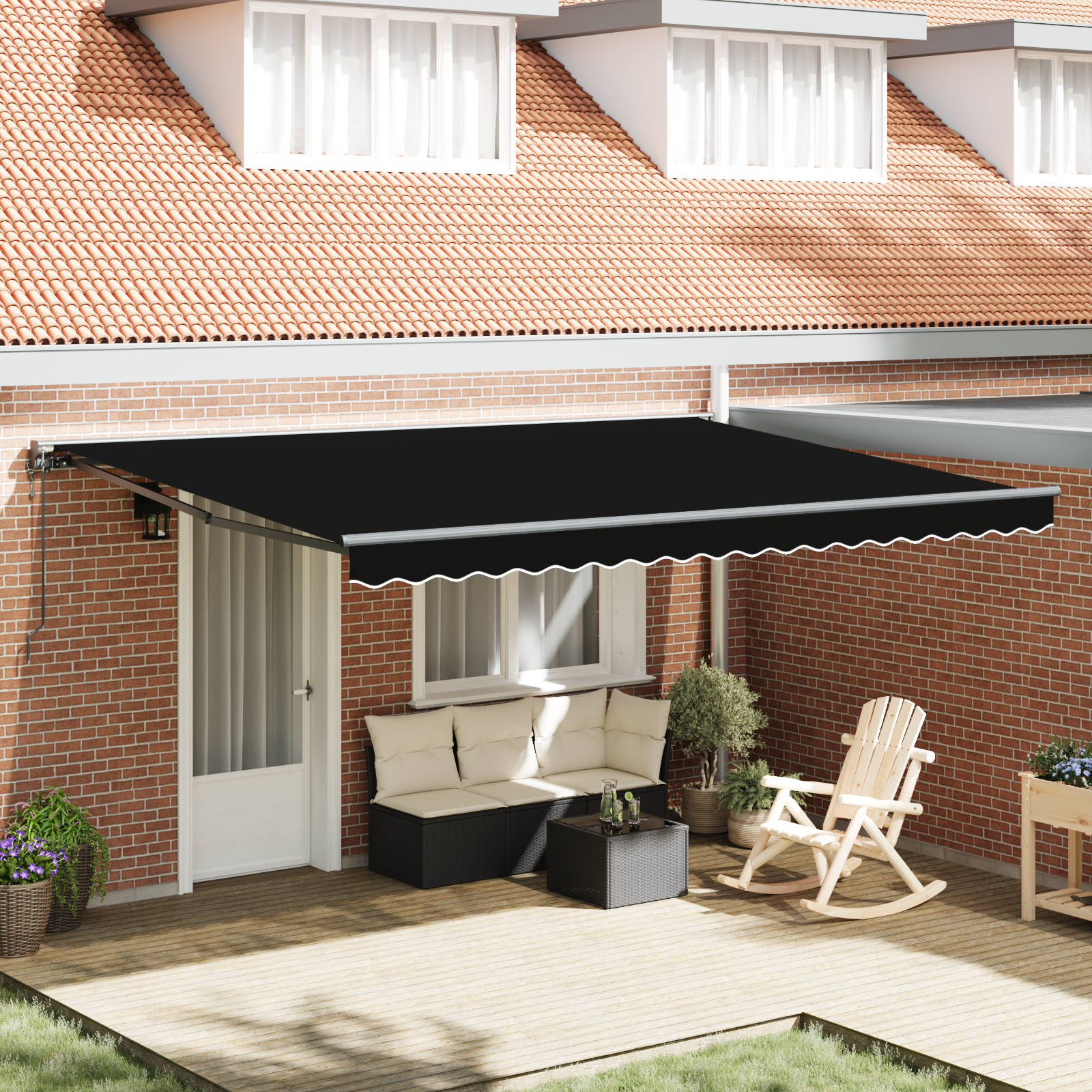 Automatische Einziehbare Markise Schwarz 450x300 cm