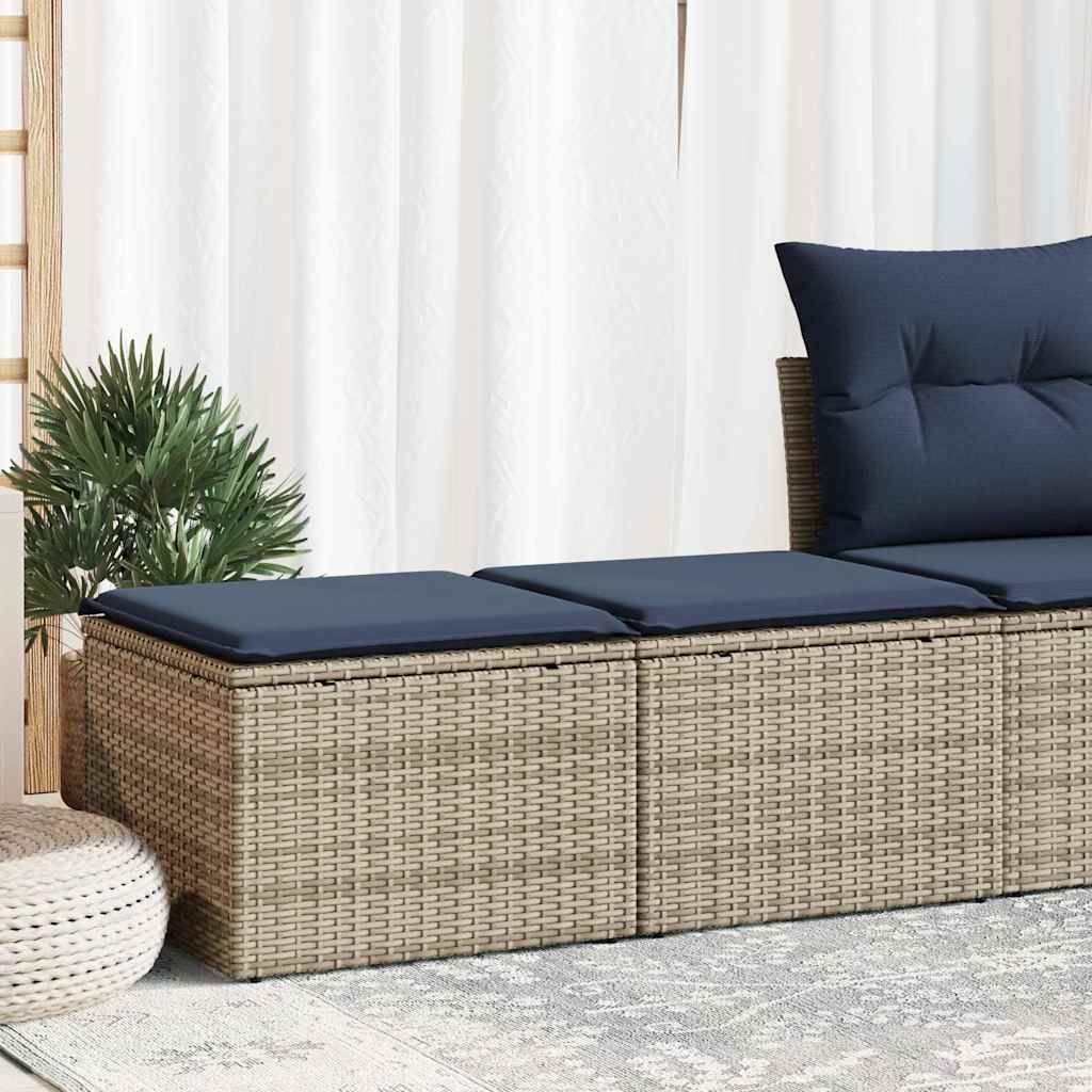 2-tlg. Garten-Sofagarnitur mit Kissen Grau Poly Rattan Akazie 2-tlg. Garten-Sofagarnitur mit Kissen Grau Poly Rattan Akazie